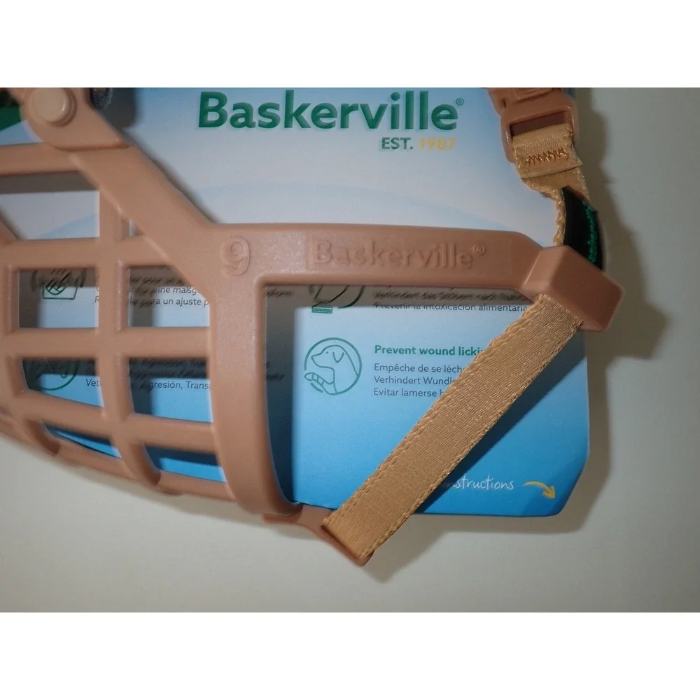 Baskerville Classic Basket Muzzle Tan Dog Safety Training Size 9